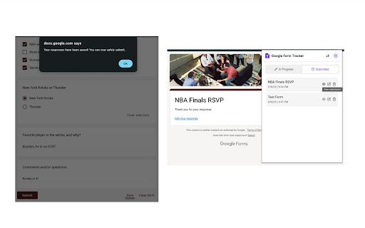Google Form Tracker  from Chrome web store to be run with OffiDocs Chromium online