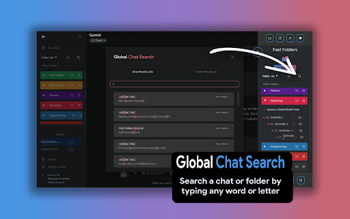 Google Gemini Folders  Chat organizer Fast Folders  from Chrome web store to be run with OffiDocs Chromium online