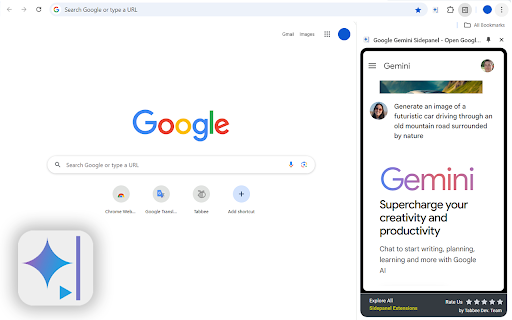 Google Gemini Sidepanel Tabbee  from Chrome web store to be run with OffiDocs Chromium online