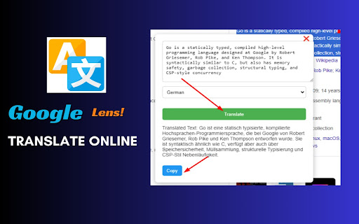 Google Lens Translate Online  from Chrome web store to be run with OffiDocs Chromium online