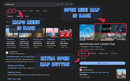 Google Maps Button Everywhere  from Chrome web store to be run with OffiDocs Chromium online