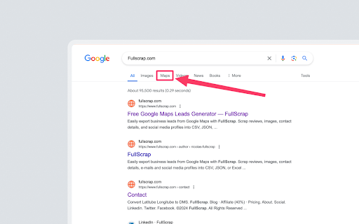 Google Maps Button from search results  from Chrome web store to be run with OffiDocs Chromium online
