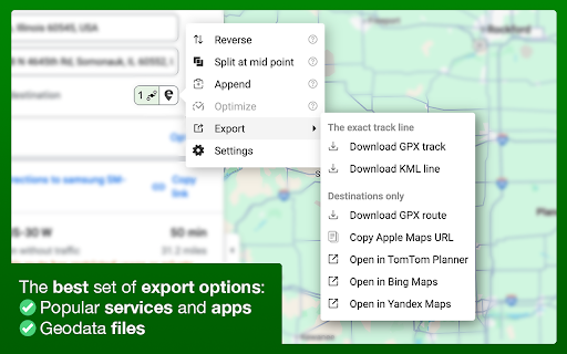 Google Maps Extended Routes  from Chrome web store to be run with OffiDocs Chromium online