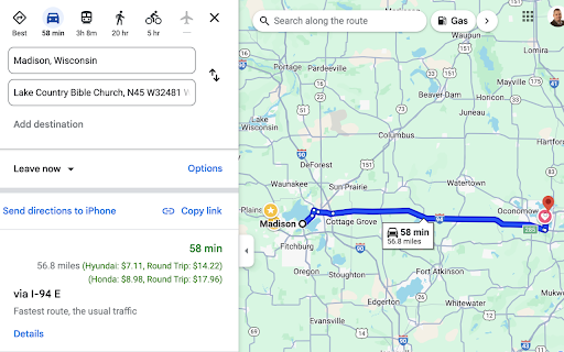 Google Maps Gas Mileage Cost Calculator  from Chrome web store to be run with OffiDocs Chromium online