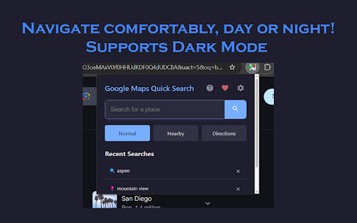 Google Maps Quick Search: Popup, Right Click  Shortcut  from Chrome web store to be run with OffiDocs Chromium online