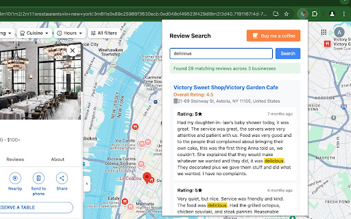 Google Maps Review Search  from Chrome web store to be run with OffiDocs Chromium online