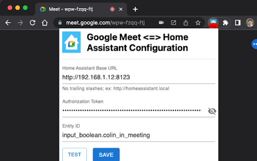 Google Meet <=> Home Assistant  from Chrome web store to be run with OffiDocs Chromium online