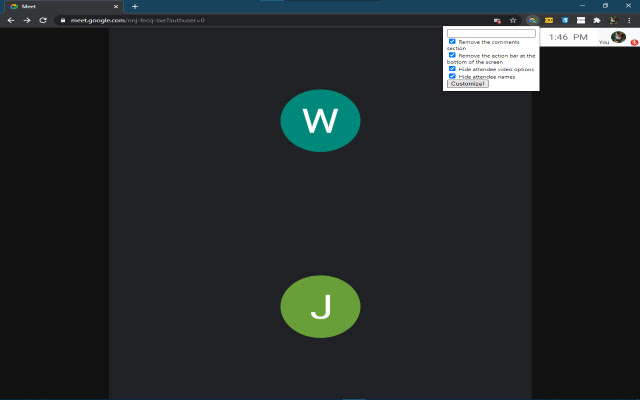 Google Meet Tools  from Chrome web store to be run with OffiDocs Chromium online