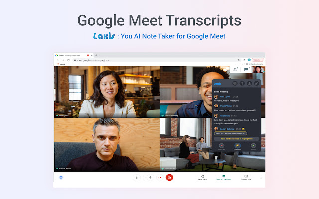 Google Meet Transcripts  from Chrome web store to be run with OffiDocs Chromium online