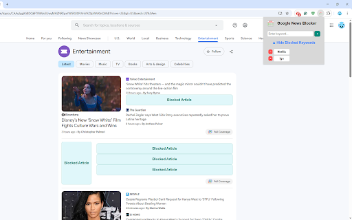 Google News Blocker  from Chrome web store to be run with OffiDocs Chromium online
