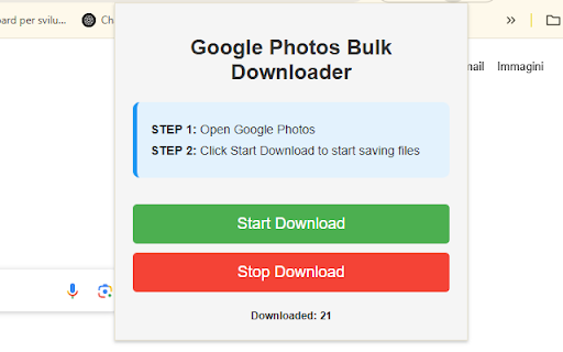 Google Photos Bulk Downloader  from Chrome web store to be run with OffiDocs Chromium online