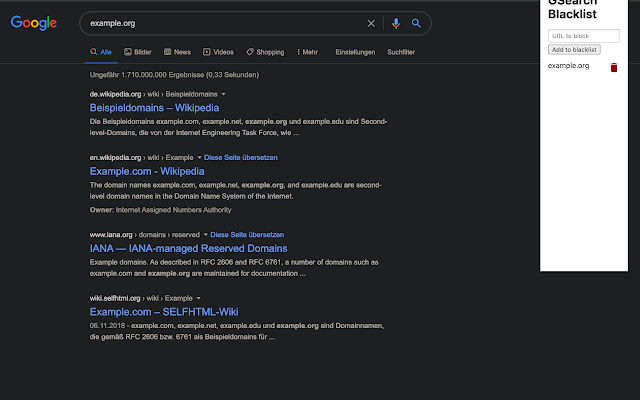Google Result Filter  from Chrome web store to be run with OffiDocs Chromium online