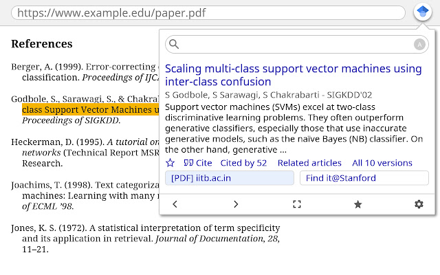 Chrome 网上商店的 Google Scholar Button 将与 OffiDocs Chromium 在线一起运行