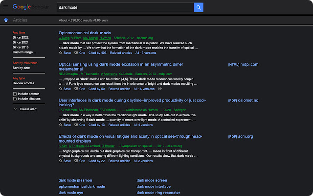 Google Scholar DarkMode  from Chrome web store to be run with OffiDocs Chromium online