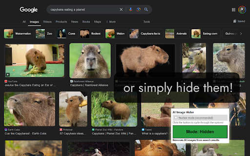 Google Search AI Image Hider  from Chrome web store to be run with OffiDocs Chromium online