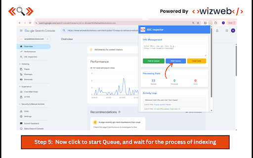 Google Search Console – Bulk URL Indexing Tool  from Chrome web store to be run with OffiDocs Chromium online