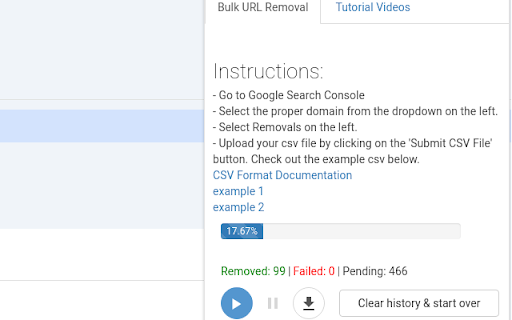 Google Search Console Bulk URL Removal 4.0  from Chrome web store to be run with OffiDocs Chromium online
