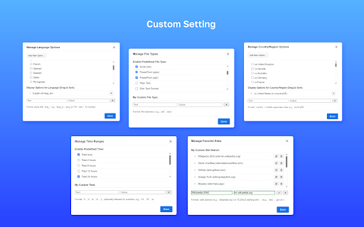 Google Search Custom Sidebar  from Chrome web store to be run with OffiDocs Chromium online