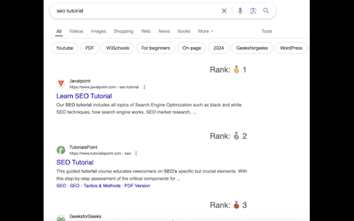 Google Search Rank Viewer  from Chrome web store to be run with OffiDocs Chromium online