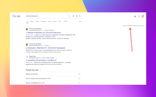 Google Search Results Counter  from Chrome web store to be run with OffiDocs Chromium online