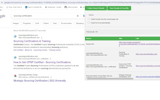 Google Search Results Scraper  from Chrome web store to be run with OffiDocs Chromium online