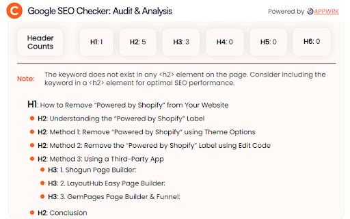 Google SEO Checker Audit  Analysis  from Chrome web store to be run with OffiDocs Chromium online