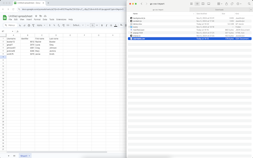 Google Sheet CSV Import  from Chrome web store to be run with OffiDocs Chromium online