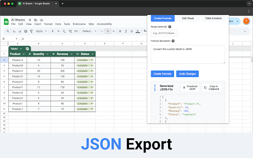 Google Sheets AI Assistant  from Chrome web store to be run with OffiDocs Chromium online