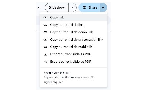 Google Slides Current Slide URL Copier  from Chrome web store to be run with OffiDocs Chromium online