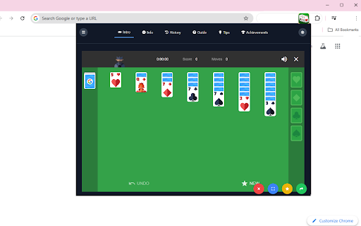 Google Solitaire EE  from Chrome web store to be run with OffiDocs Chromium online