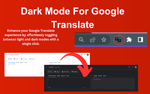 Google Translate Dark Mode Switcher  from Chrome web store to be run with OffiDocs Chromium online