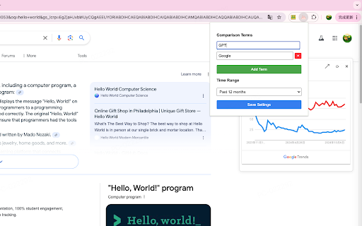 Google Trends Everywhere  from Chrome web store to be run with OffiDocs Chromium online