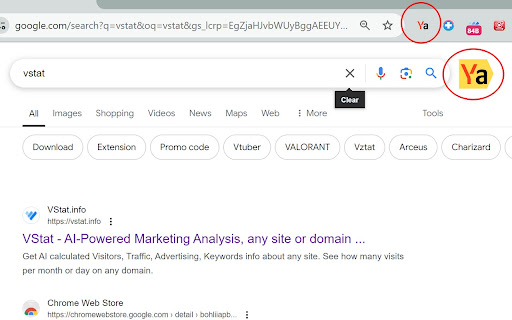 Яндекс кнопка для Google поиска от VStat from Chrome web store to be run with OffiDocs Chromium online Яндекс кнопка для Google поиска от VStat from Chrome web store to be run with OffiDocs Chromium online