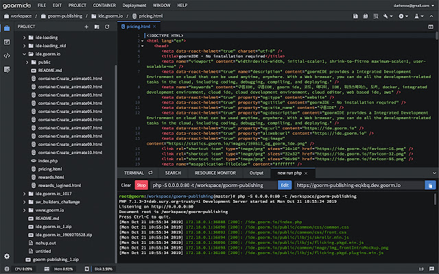 goormIDE: ตัวแก้ไขโค้ดที่ทรงพลังพร้อมคอนเทนเนอร์จาก Chrome เว็บสโตร์ที่จะรันด้วย OffiDocs Chromium ออนไลน์