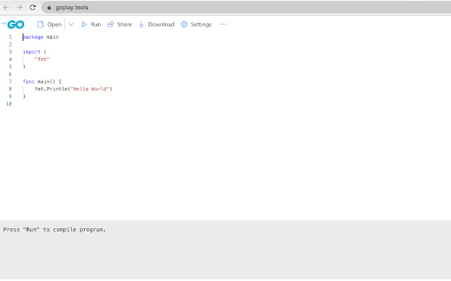 Go Playground  from Chrome web store to be run with OffiDocs Chromium online
