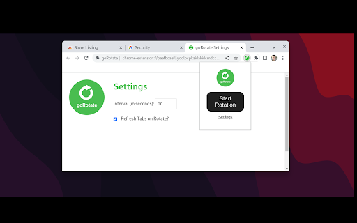 goRotate Rotate Through Open Tabs  from Chrome web store to be run with OffiDocs Chromium online