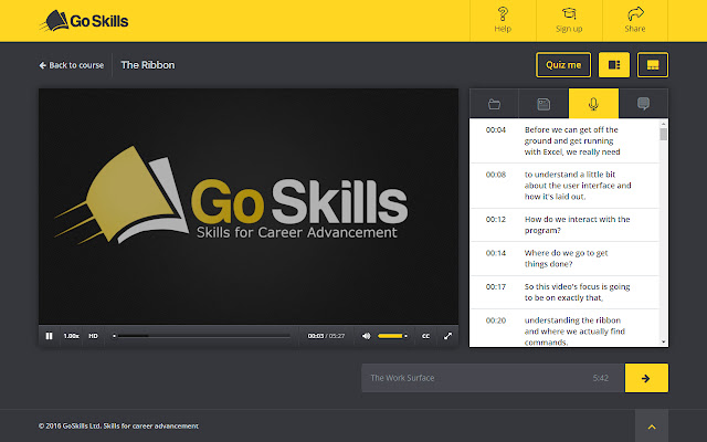 GoSkills Online Courses  from Chrome web store to be run with OffiDocs Chromium online