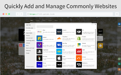 goTab新标签页  from Chrome web store to be run with OffiDocs Chromium online