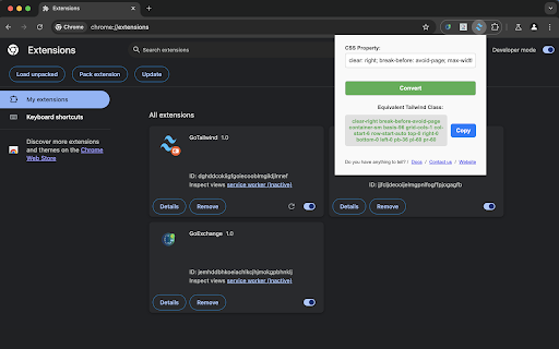 GoTailwind  from Chrome web store to be run with OffiDocs Chromium online