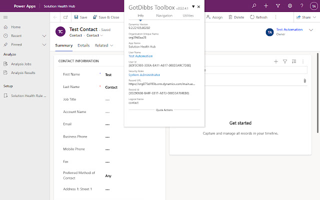 GotDibbs Toolbox for Dynamics 365/CRM  from Chrome web store to be run with OffiDocs Chromium online