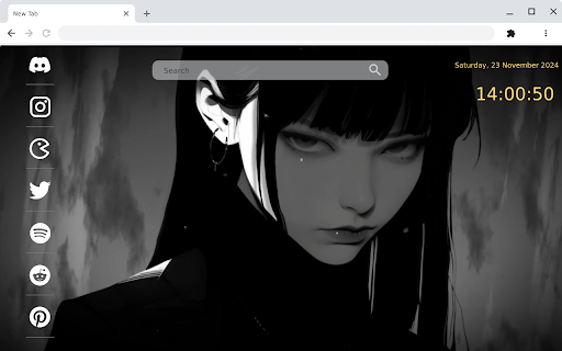 Goth Anime Girl Monochrome Live Wallpaper  from Chrome web store to be run with OffiDocs Chromium online