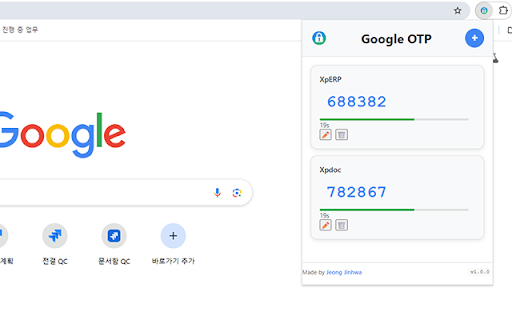 G OTP for Chrome  from Chrome web store to be run with OffiDocs Chromium online