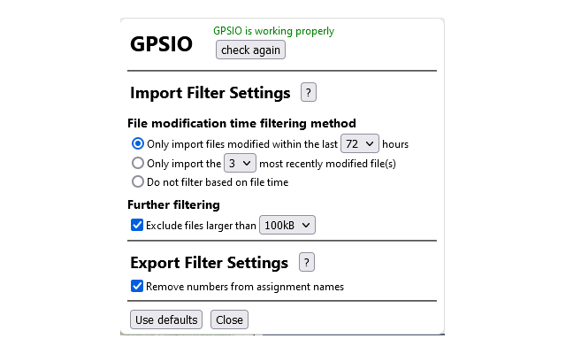 gpsio  from Chrome web store to be run with OffiDocs Chromium online