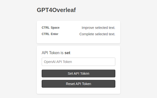 GPT4Overleaf  from Chrome web store to be run with OffiDocs Chromium online