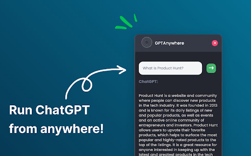 GPT Anywhere  from Chrome web store to be run with OffiDocs Chromium online