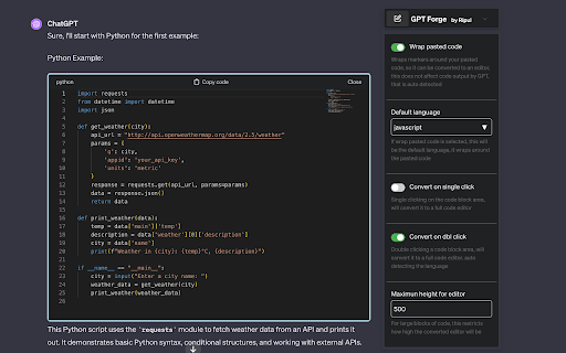 GPTCodeForge  from Chrome web store to be run with OffiDocs Chromium online