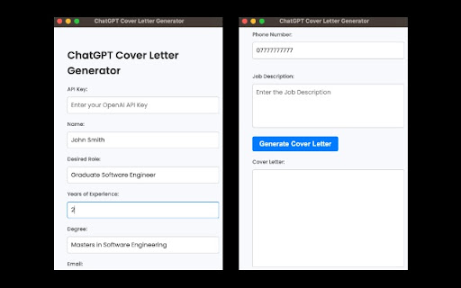 GPT Cover Letter Generator  from Chrome web store to be run with OffiDocs Chromium online