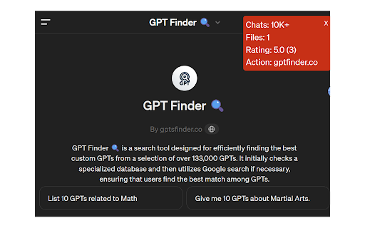 GPT Finder  Helper  from Chrome web store to be run with OffiDocs Chromium online