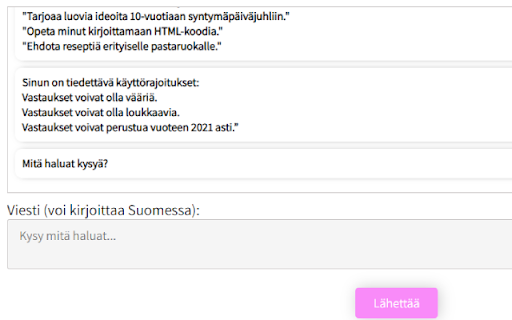 GPT Finland assistentti  from Chrome web store to be run with OffiDocs Chromium online