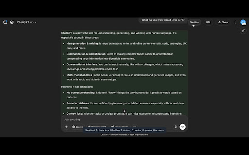 GPT Power Ups: Em Dash Fix, Clean Text, RTL  Paint for ChatGPT  from Chrome web store to be run with OffiDocs Chromium online